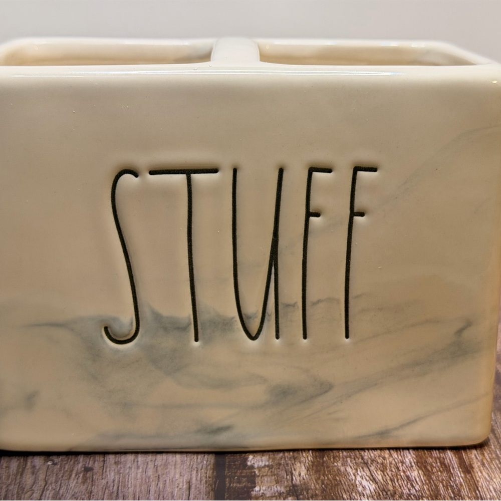 Rae Dunn 'STUFF' Organizer - Marble Cream by Magenta